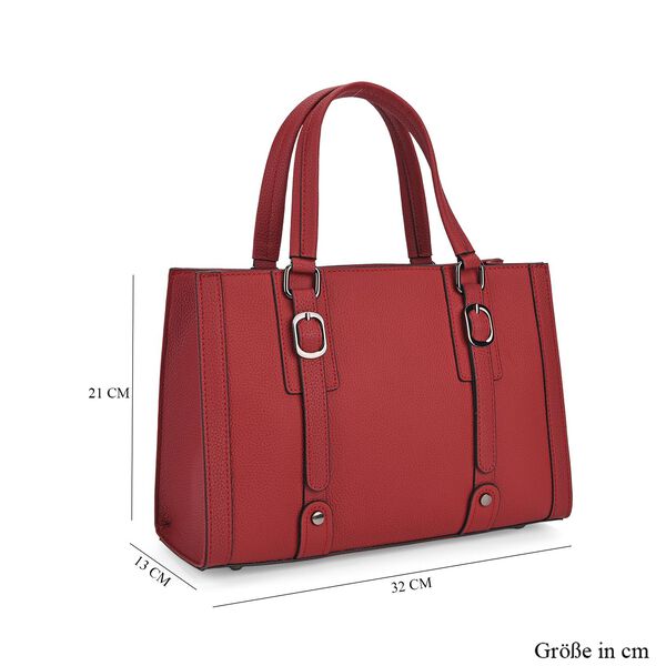 Crossbody Tasche aus 100% echtem Leder, 32x13x21 cm, Burgundrot image number 7