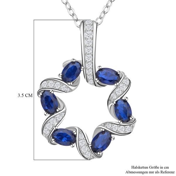 Blauer und wei&szlig;er Zirkonia Anh&auml;nger mit Kette im Set, Messing image number 6