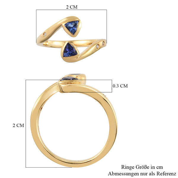 Tansanit und Zirkon Bypass Ring 925 Silber vergoldet  ca. 0,62 ct image number 7