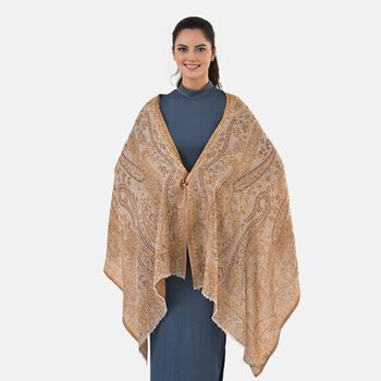 Luxuri&ouml;ser Merino-Seide Jacquard-Schal, 70x200cm, Aprikose