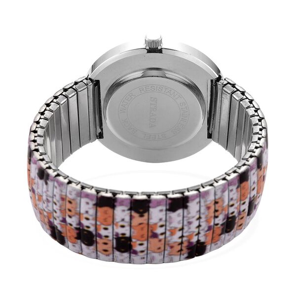 STRADA - Armbanduhr mit Katzengesichtmotiv, Kristall-Lünette, Japanisches Uhrwerk, Edelstahlzugband, Reiner Edelstahl image number 6