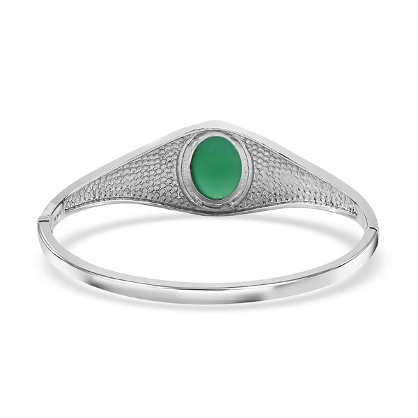 Gr&uuml;ner Onyx Armreif, ca. 19 cm Edelstahl, ca. 12.12 ct image number 5