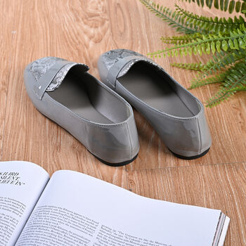 LA MAREY Damen Mokassins, Schlangenmuster, Grau