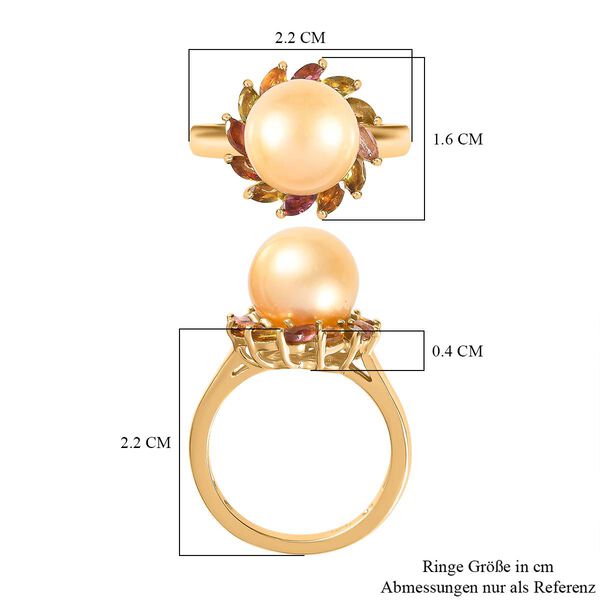 AA goldener Südseeperle und mehrfarbiger Turmalin-Ring - 9,55 ct. image number 7