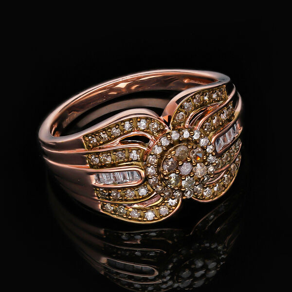 Natürlicher Champagner Diamant Ring, 925 Silber Roségold Vermeil (Größe 18.00) ca. 0.50 ct image number 1