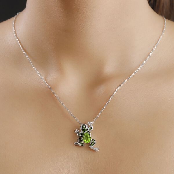 Giuseppe Perez Chartreuse Quarz, Nat&uuml;rlicher Chromdiopsid Schmuckset 925 Silber rhodiniert ca. 2,34 ct. image number 3