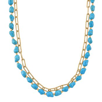 Blauer Howlit Halskette, ca. 45 cm + 5 cm Extender, vergoldet ca. 130.00 ct