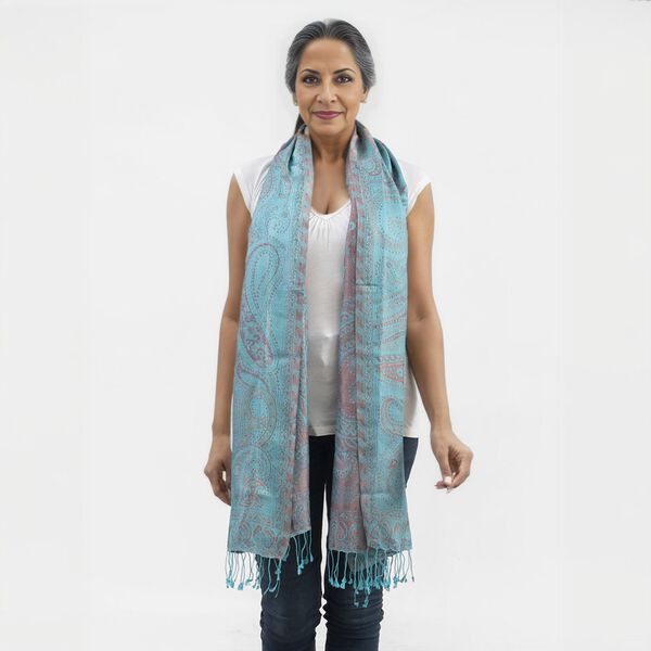 Premium Kollektion - gewebter Schal,  Himmelblau image number 3