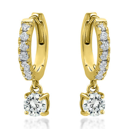 Zirkonia Huggie Creolen, Messing, vergoldet