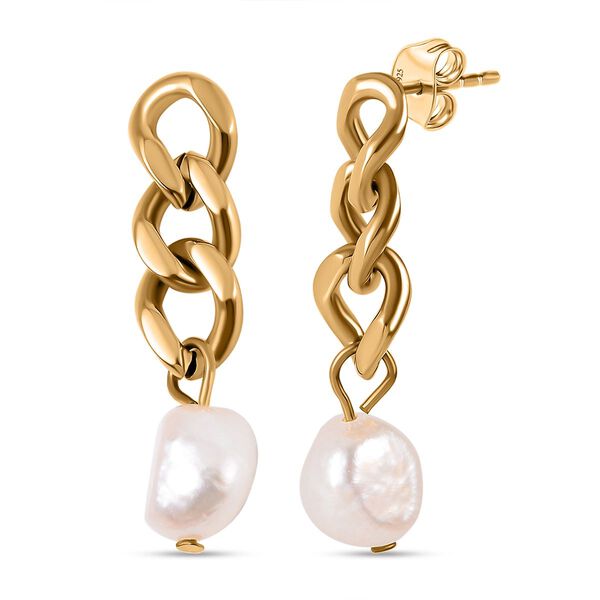 S&uuml;&szlig;wasser Perle Ohrringe Reiner Edelstahl, goldfarben