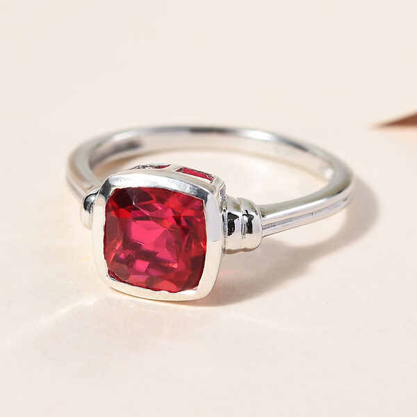 Rubelit-Triplett-Quarz Ring 925 Silber platiniert  ca. 1,68 ct image number 2