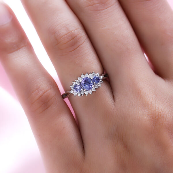 Tansanit und wei&szlig;er Zirkon-Ring - 0,89 ct. image number 3