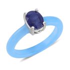 Blaue Jade, Masoala Saphir (Fissure gefüllt) Ringe 925 Silber rhodiniert (Größe 18.00) ca. 8.10 ct