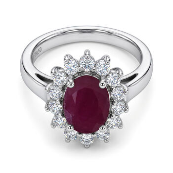 LUXURIANT DIAMOND - AA Burmesischer Rubin, Lab Grown Diamant Ring 925 Silber Rhodiniert (Gr&ouml;&szlig;e 19.00) ca. 2,92 ct