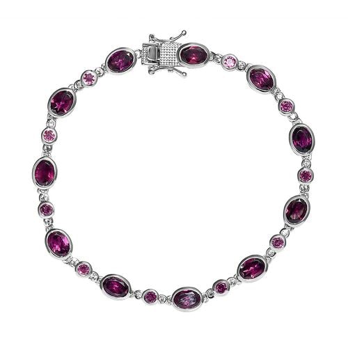 Rhodolith Granat-Armband, ca. 20 cm, 925 Silber platiniert ca. 12.96 ct image number 0