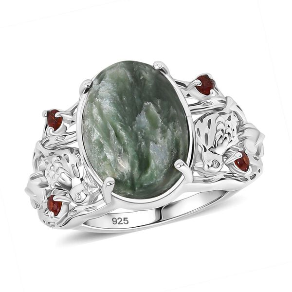 Sibirischer Seraphinit und roter Granat Ring - 4,75 ct. image number 3