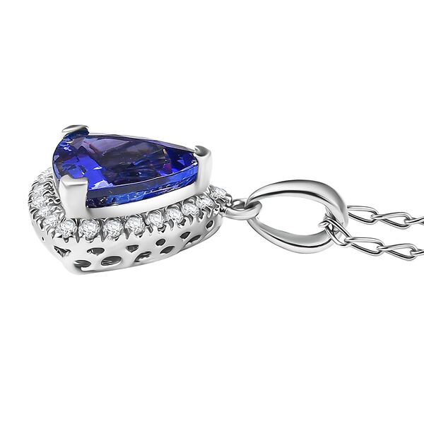 RHAPSODY zertifizierter und gepr&uuml;fter AAAA Tansanit und VS-EF Diamant Anh&auml;nger mit 50cm Kette in 950 Platin - 3,17 ct. image number 3