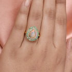 Natürlicher, äthiopischer Opal und Smaragd-Ring, 925 Silber vergoldet  ca. 1,53 ct image number 2