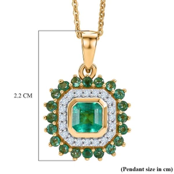 D'Joy AAA Kagem Sambischer Smaragd Schmuckset ca. 50 cm 925 Silber 750 Gelbgold vermeil (10-15 Werktage Lieferzeit) ca. 1.29 ct image number 5