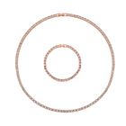2er Set - Weißer Kristall Halskette und Armband Schmuckset, roséfarben
