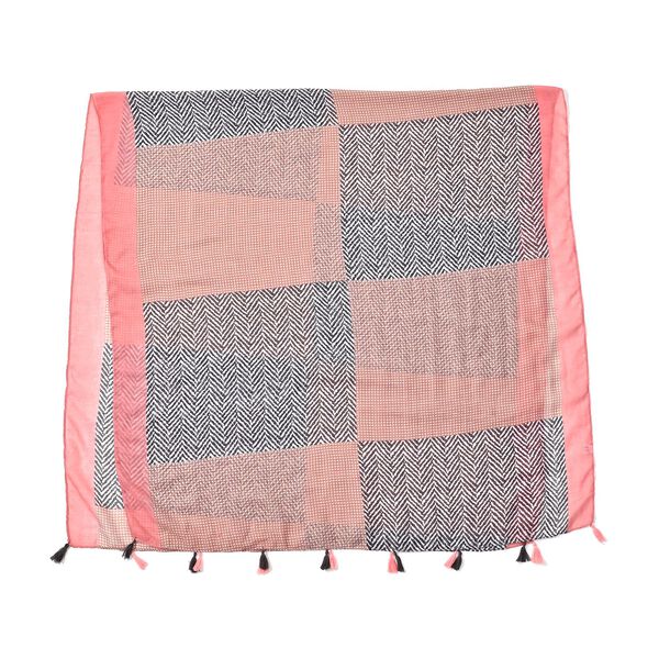 Patchwork Schal mit pinkem unregelm&auml;&szlig;igem Muster image number 2