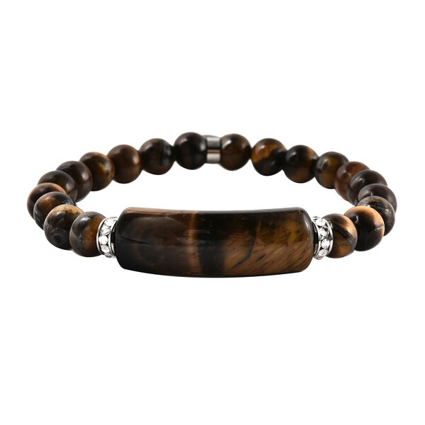 Gelbes Tigerauge und Kristall-Armband, 18 cm, Edelstahl ca. 119,50 ct image number 3