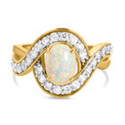 Natürlicher, äthiopischer Opal und weißer Zirkon-Ring, 925 Silber   ca. 1,71 ct image number 0
