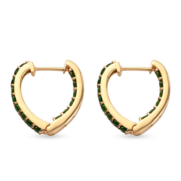 Nat&uuml;rlicher Chromdiopsid Creolen 925 Silber vergoldet ca. 2,37 ct image number 4