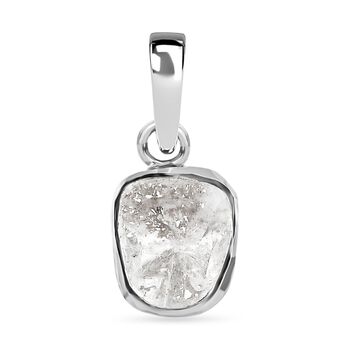 Handgearbeiteter, nat&uuml;rlicher Polki Diamant Anh&auml;nger, 925 Silber platiniert ca. 0.50 ct