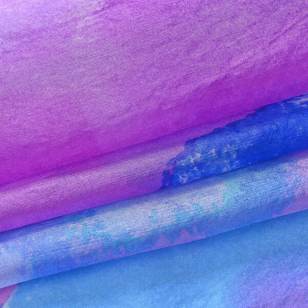 LA MAREY – Satinschal aus Maulbeerseide, Lila mit blauen Akzenten image number 6