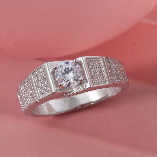 Lustro Stella Weißer Zirkonia Ring 925 Silber rhodiniert (Größe 18.00) image number 1
