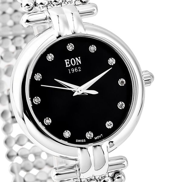 EON - Edle Armbanduhr mit nat&uuml;rlichen Champagner Diamanten, 8.5 cm, Schweizer Uhrwerk, reiner Edelstahl ca. 0,12 ct image number 3