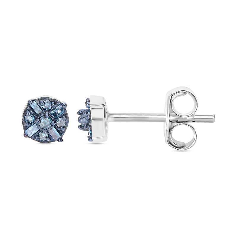 Blauer Diamant I4 Ohrringe 925 Silber platiniert ca. 0,15 ct. image number 0