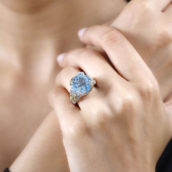 GP Celestial Dream Kollektion - Himmelblauer Topas, Zirkon und Kanchanaburi blauer Saphir-Ring - 12,87 ct. image number 3