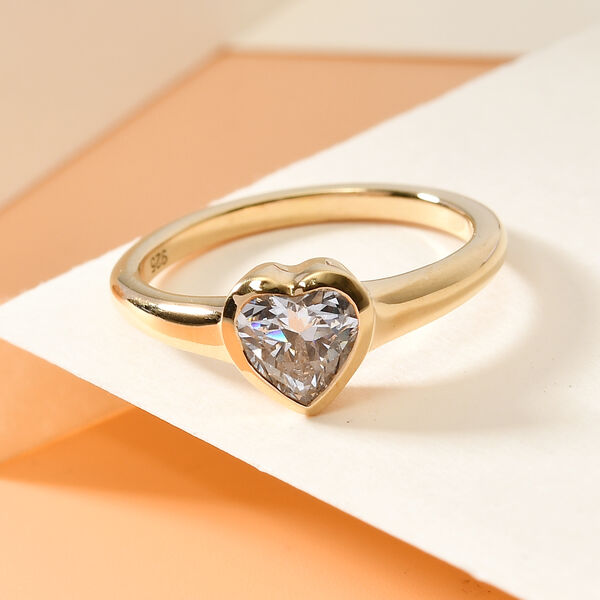 LUSTRO STELLA Hergestellt mit Feinster ZIRKONIA Herz Ring 925 Silber vergoldet image number 2
