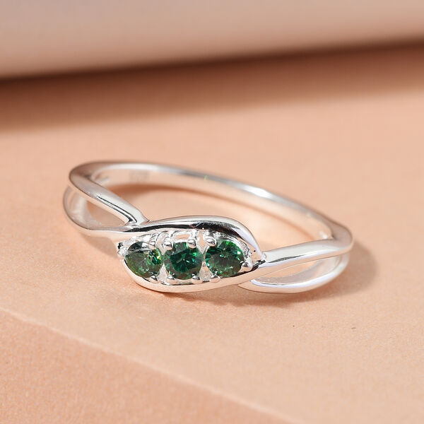 LUSTRO STELLA - feinster, gr&uuml;ner Zirkonia-Ring, 925 Silber image number 2