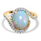 GP Trionfo Kollektion - AA Natürlicher, äthiopischer Welo Opal, Kanchanaburi Blauer Saphir Ring, 925 Silber Gelbgold Vermeil, (Größe 17.00) ca. 3.63 ct