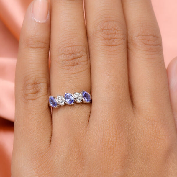 AA Tansanit und wei&szlig;er Zirkon-Ring - 0,85 ct. image number 3