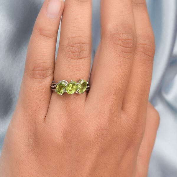 Natürlicher Peridot-Ring, (Größe 16.00) Edelstahl, ca. 2,18 ct image number 3