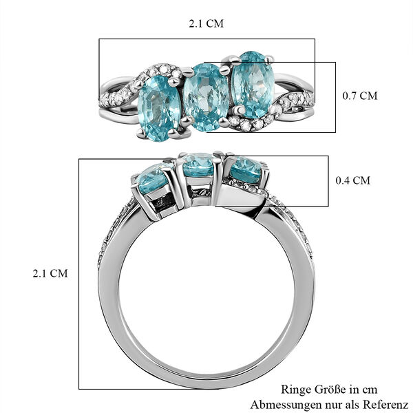 Kambodschanischer, blauer Zirkon und weißer Zirkon-Ring, 925 Silber platiniert  ca. 2,34 ct image number 7