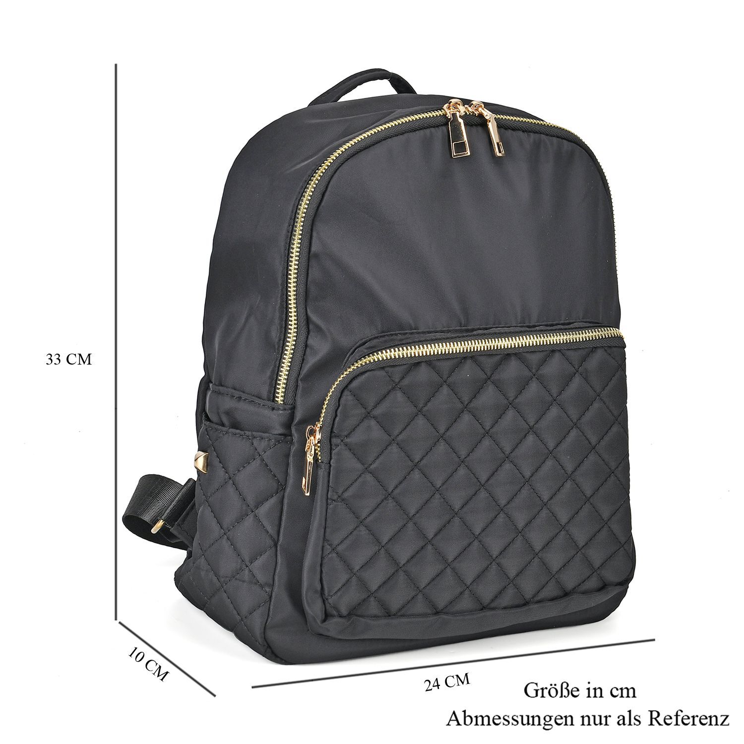Moderner Rucksack mit Smartem Ordnungssystem wasserabweisendem Nylon verstellbaren Schultergurten GroBe 24x10x33cm Granitschwarz SHOPLC