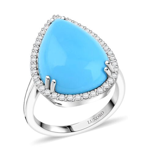 LUXORO zertifiziert und geprüft AAA Sleeping Beauty Türkis und Diamant Ring in 417 Weißgold - 8,35 ct. image number 0