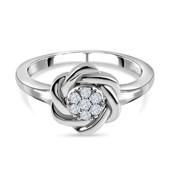 Wei&szlig;er Diamant Ring, 925 Silber platiniert (Gr&ouml;&szlig;e 16.00) ca. 0,10 ct