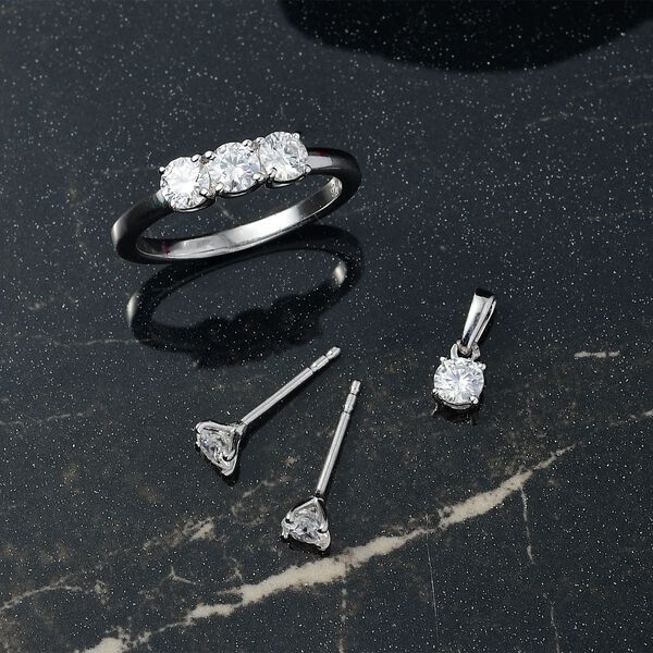 Moissanit Schmuckset, 925 Silber rhodiniert - 1,44 ct. image number 1