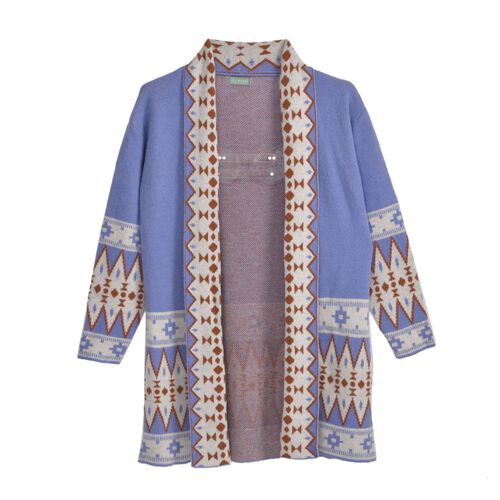 Kuschelig weiche Strickjacke im Inka-Stil, Lila image number 0