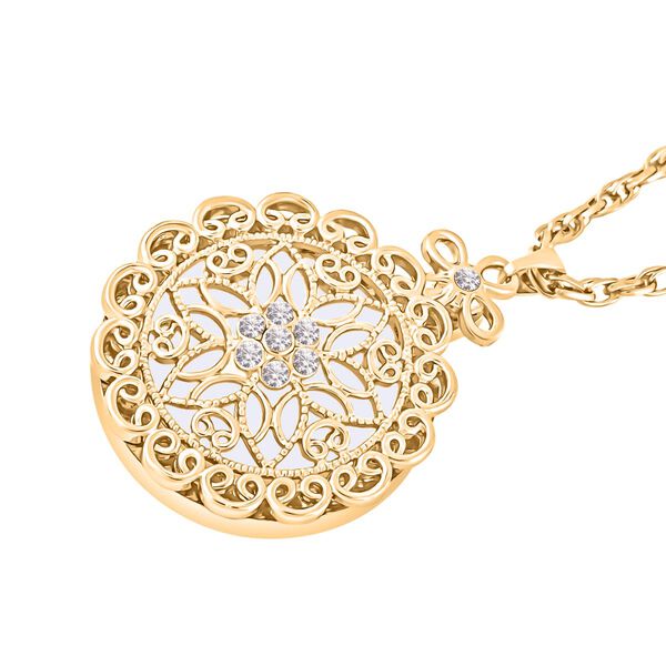 Rosa Kristall-Mandala-Anhänger und 60+5cm Kette image number 2