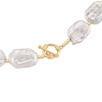 Mehrfarbige Keshi Perle Halskette ca. 50 cm Nickelfreies Messing gelb vergoldet