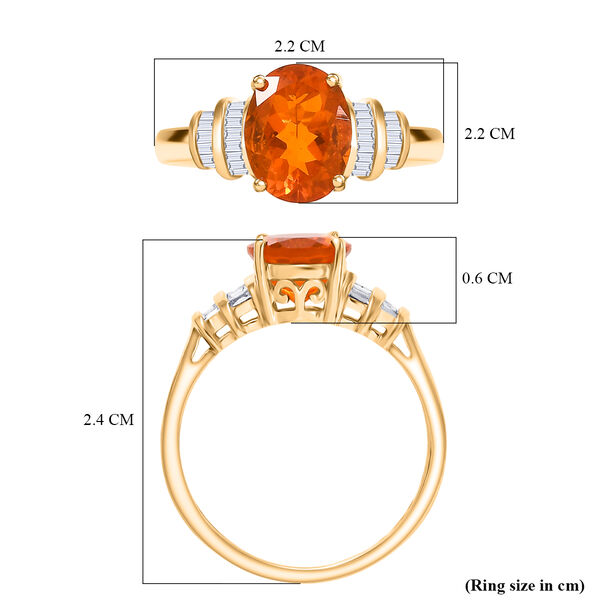 AAAA Mexikanischer Purpurroter Feueropal, Weißer Diamant Ring 585 Gold (Größe 17.00) ca. 1,47 ct image number 6