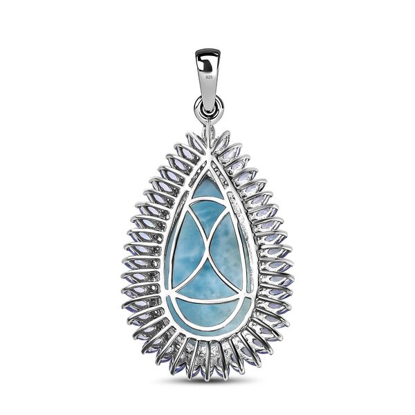 AA Larimar, Tansanit Anhänger, 925 Silber platiniert ca. 27.99 ct image number 5