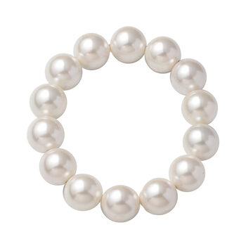 Flexibles, wei&szlig;es Muschelkernperlen-Armband, ca. 19 cm